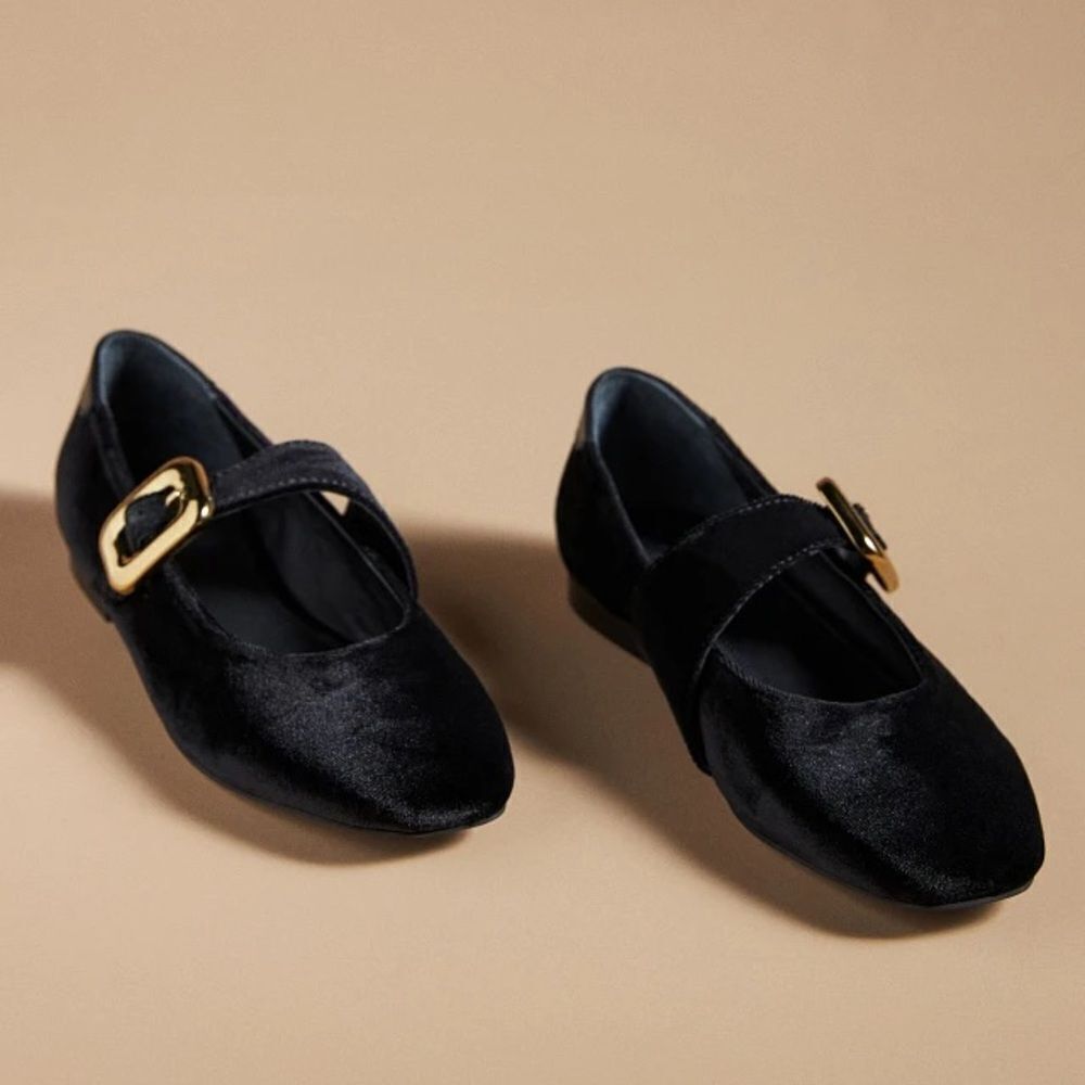 Maeve size 40 Maeve Buckle Mary Jane Flats Velvet Black Anthropologie